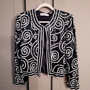 Valerie Steven's Vintage Geometric B/W Sequin Jacket